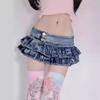 Chic Low Waist Denim Mini Skirt for Nightclub & Dance