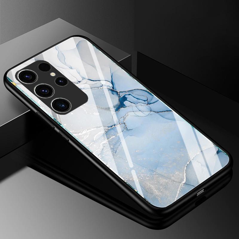 Мраморный чехол из закаленного стекла для Samsung Galaxy S23 Ultra 5G, модная стеклянная задняя крышка для Samsung S23 Plus / S23 Ultra
