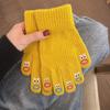 1 Pair Women'S Funny Facial Expression Knitted Gloves Full Finger Gloves Soft Crochet Mittens Cartoon Expression Driving Glove
