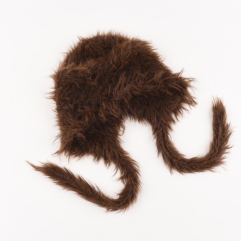 Плюшевая милая шапка-ушанка из шерсти, женская осенне-зимняя теплая вязаная шапка с кошачьими ушками из искусственной норки, шапка с завязками