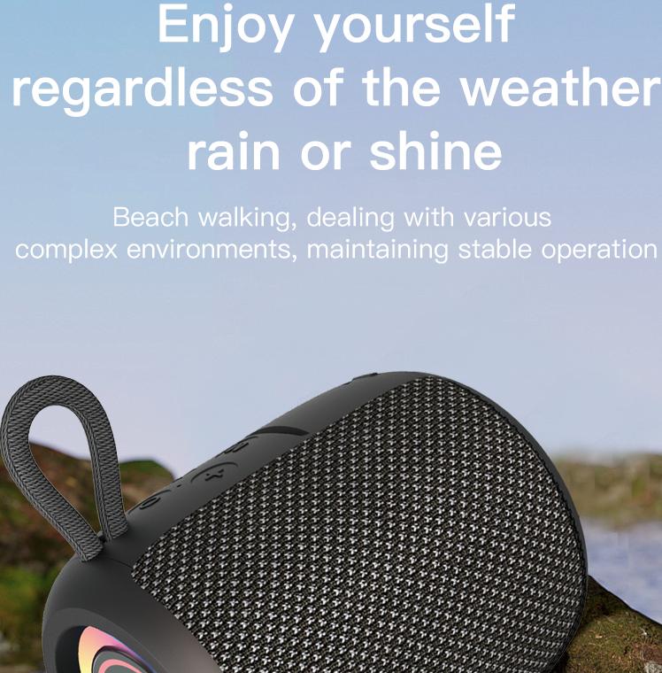 Portable Speaker Wireless Bluetooth Speaker FM Radio LED Light Ring Subwoofer Stereo Surround Outdoor Loudspeaker Support TF Card Play