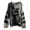 Halloween Spooky Face Sweater for Women Patchwork Print Knit Sweater Top Long Sleeve Crewneck Stitched Fall Outfit