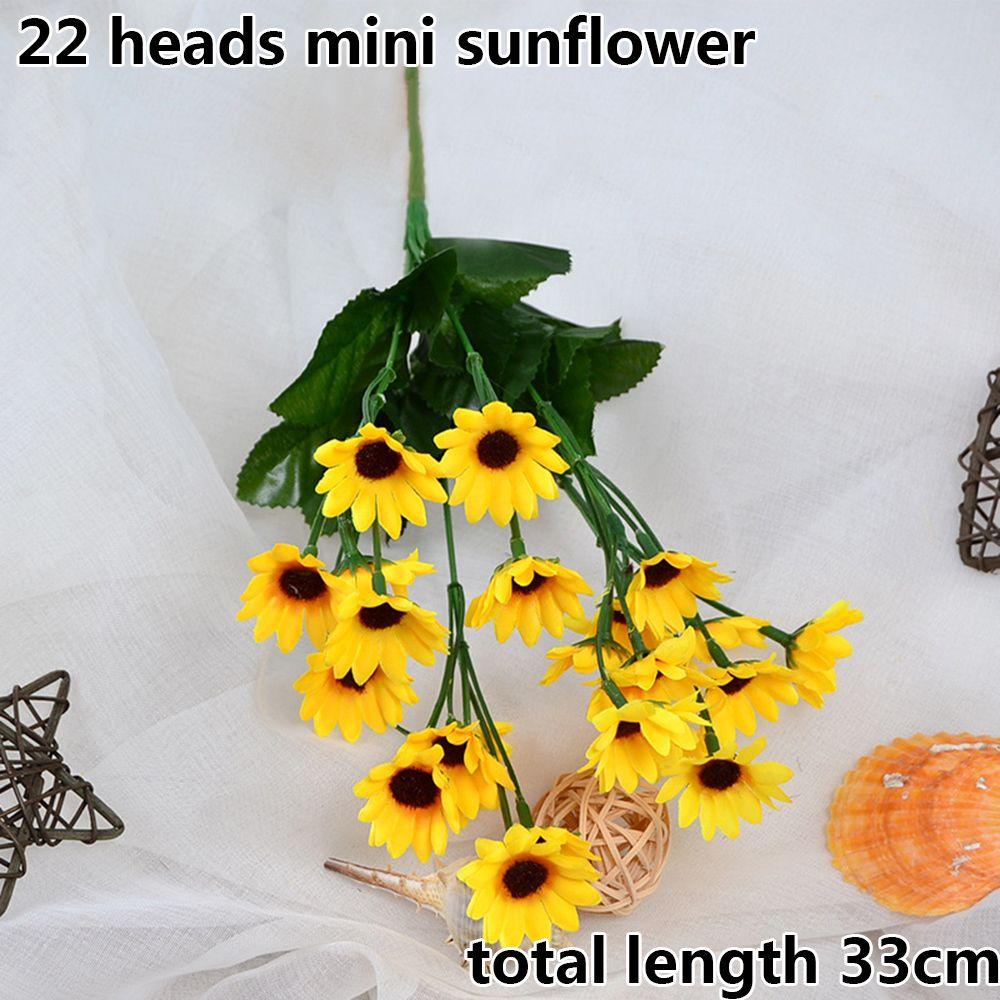 5/7/22 Heads Decorative Bright Yellow Real Touch Artificial Flower Fake Flores Bouquet Wedding Decoration Silk Sunflower