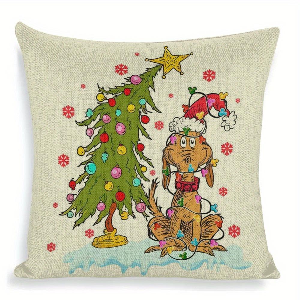 Праздничное веселье Ктовилля: Рождественские наволочки с Гринчем, елкой и друзьями, на диваны, наволочки для спальни, праздничные подарки