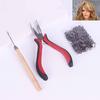 200 Silicone Micro Rings Beads Feather Hair Extension Complete Tool Kit Hook