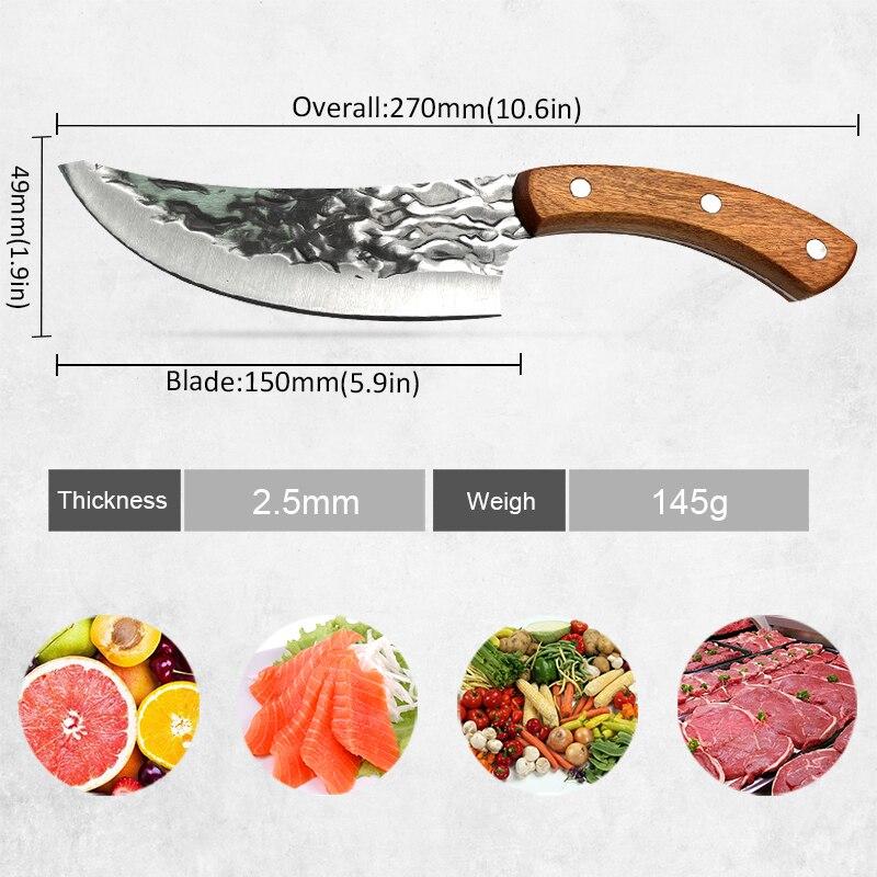 Handmade Forged Boning Knife Stainless Steel Kitchen Chef Knife Fishing Knife Meat Cleaver Butcher Knife Hunting Knives