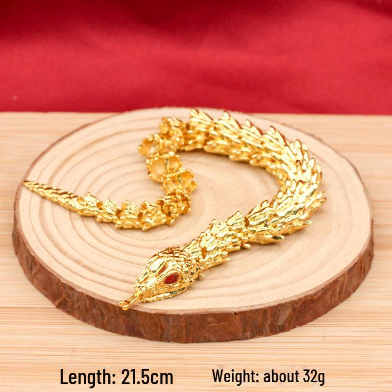 Золотые подвижные украшения в виде дракона - ручные коллекционные предметы и сувениры в виде дракона зодиака