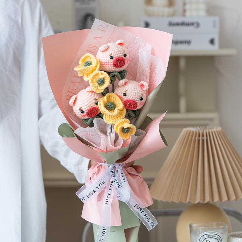 Handmade Wool Flower Bouquet Diy Crochet Material Package Knitting Bouquet Mother's Day Birthday Creative 520 Graduation Gift