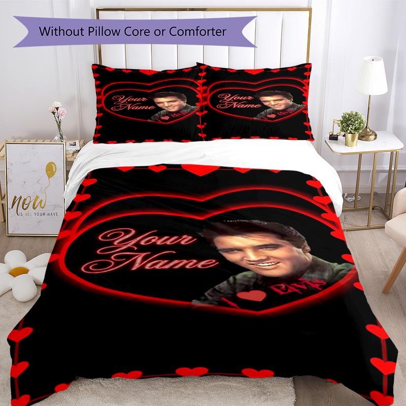 Elvis Presley Personalized Name Bed CoverBed Perfect for Bedrooms Wrinkle Resistant Bedroom Decor Christmas, WeddingPerfect