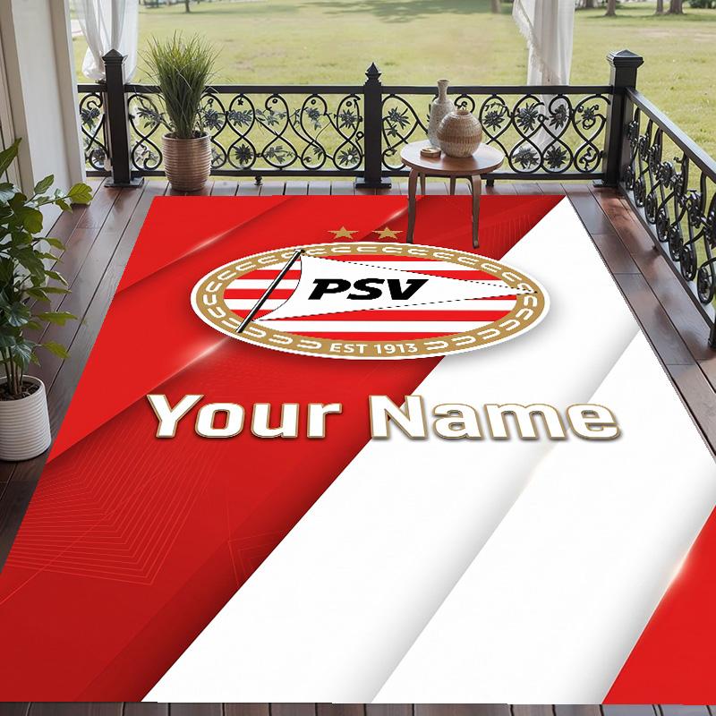 Custom Text Printed Rug PSV Eindhoven FC Non Slip Floor Carpet For Home Room Decor