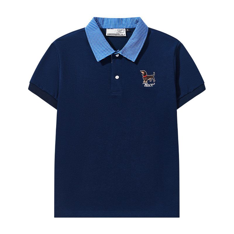 HACR Женская рубашка поло в корейском стиле ретро колледж в клетку с воротником, имитация двух частей, цветной блок, вышивка