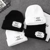 Letter Embroidered Wool Hat Korean Version Ins Fashionable Autumn and Winter Style Warm and Cold Knitted Hat Striped Versatile Cold Hat