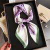 Luxury Brand  Floral Print Square Silk Scarf for Women Hijab Hair Bands 70cm Neckerchief Female Satin Shawl Ribbon Headband
