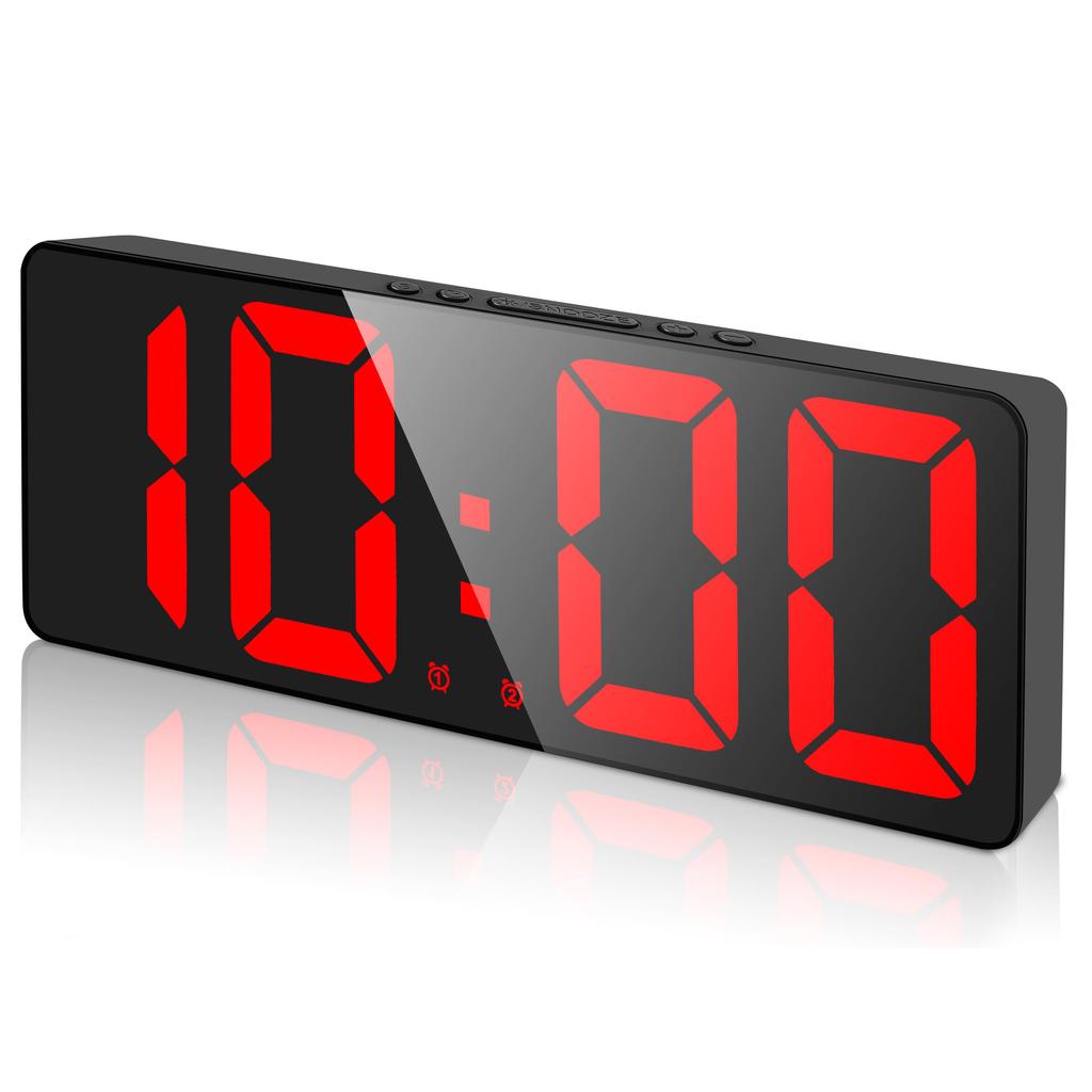 Цифровой будильник, обновленная версия, светодиодные часы для спальни, электронные настольные часы с дисплеем температуры, 5 уровней яркости
