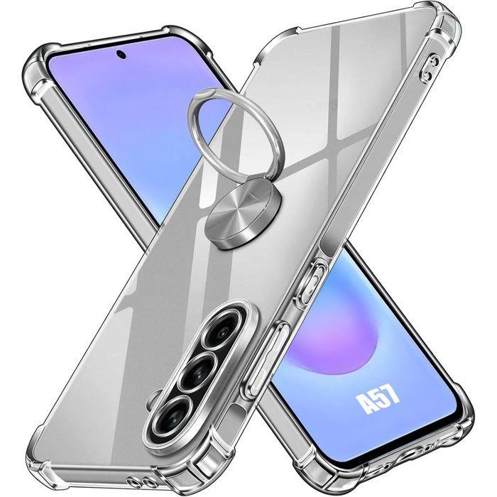 Coque Silicone - BOOLING - pour Samsung Galaxy A57 5G - avec Anneau Argenté Rotatif 360 Degrés