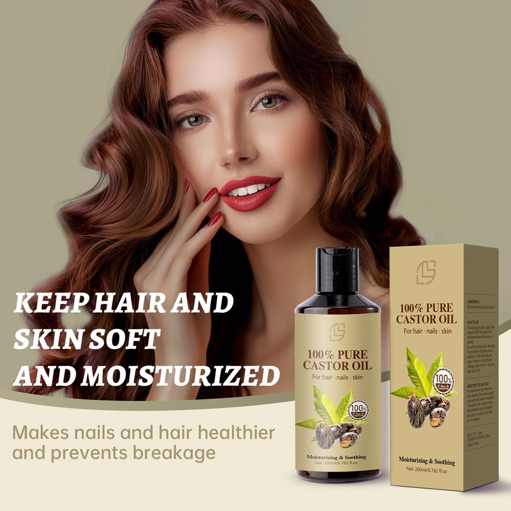 LANTHOME Pure Castor Oil Hair Growth Oil Body Oil Natural Cold-Pressed Multi-Purpose Nourishing