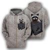 Winter 3D Cute Animals Pig Sloth Foxs Rabbit Raccoon Print Zip Up Hoodies For Men Kid Fashion Funny Streetwear Clothes Clothing