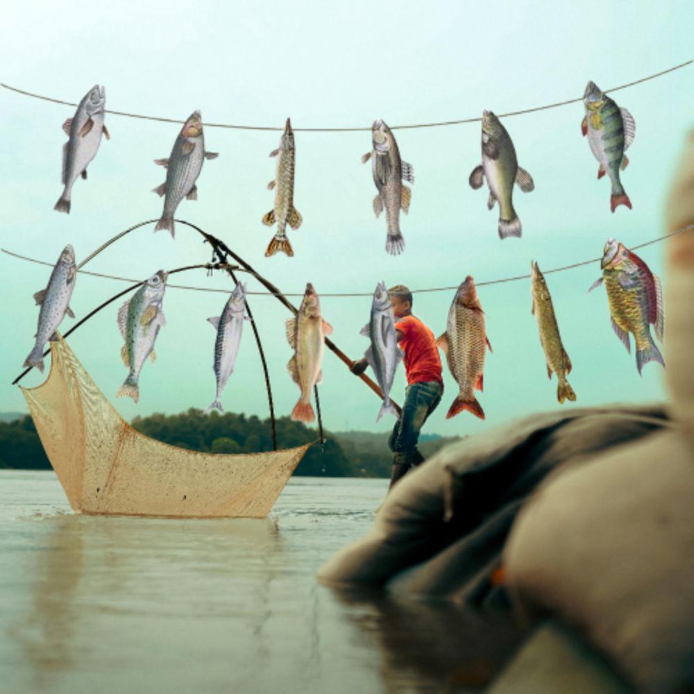 Colorful Paper Fish Garland DIY Fish Flag Decorations Fishing Hanging Banners Retirement Party