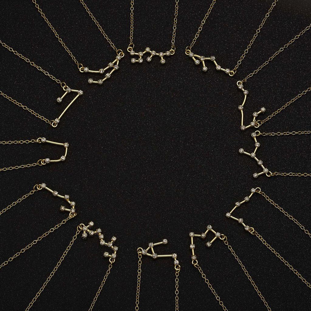 3 шт./компл. 12 знаков зодиака, ожерелье для женщин, 12 подвесок в виде созвездия, цепочка-колье, украшения на день рождения с картонными карточками