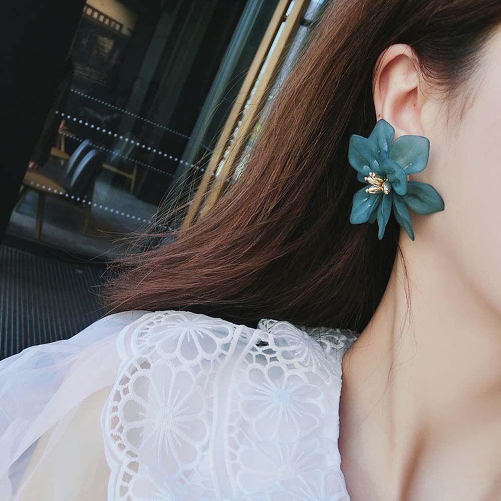 Women Girls Big Flower Shape Personality Petals Jewelry Accessories Studs Earrings Drop Earrings