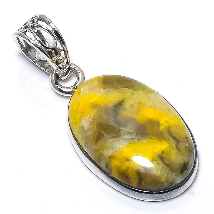 Подвеска из натурального драгоценного камня яшмы шмеля из стерлингового серебра 925 пробы 1,50 дюйма a9k58