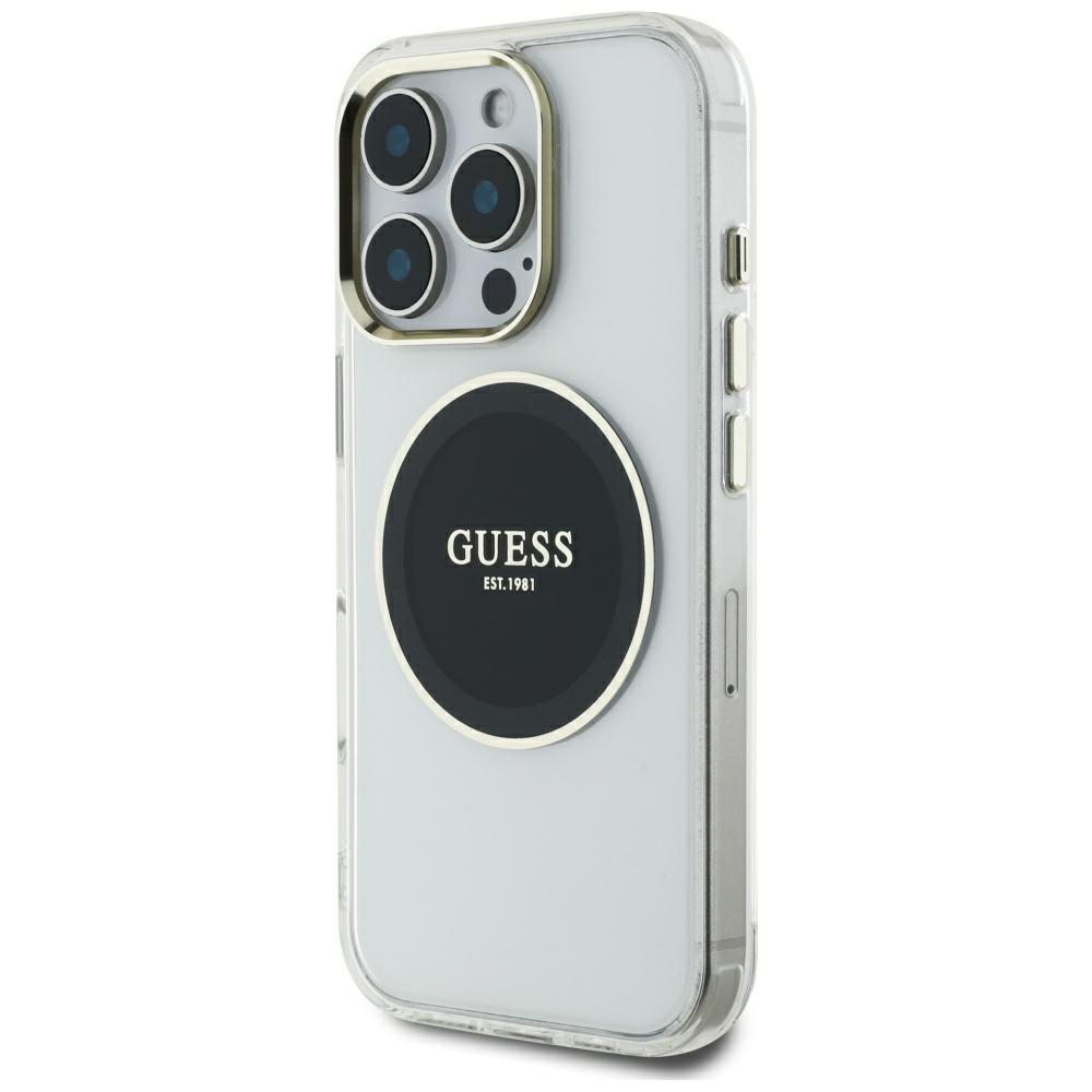 Guess IML Metal Colored Circle Classic Logo MagSafe case for iPhone 16 Pro Max black