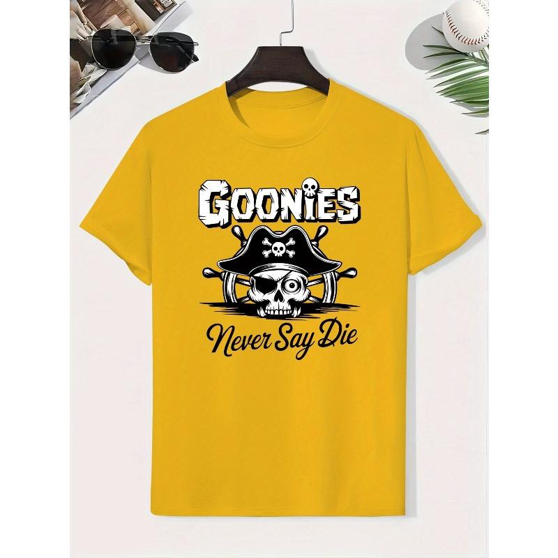 Европейские размеры Футболка для мальчиков Goonies Never Say Die, Иконичная футболка с фразой из фильма и надписью, Повседневный топ с коротким рукавом, Иконичная вещь для лета