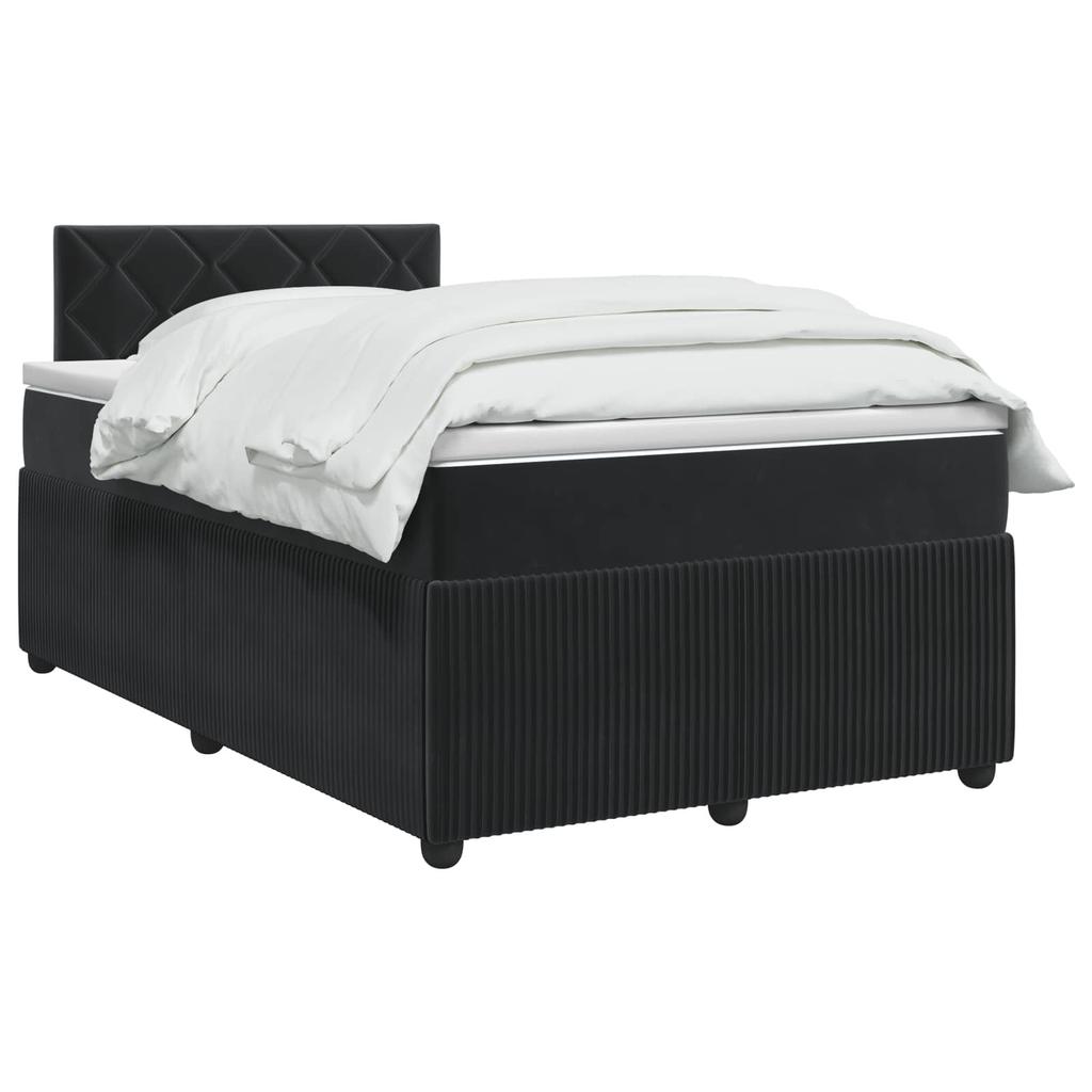 Boxspring Bed with Mattress Black 120 x 190 cm Velvet