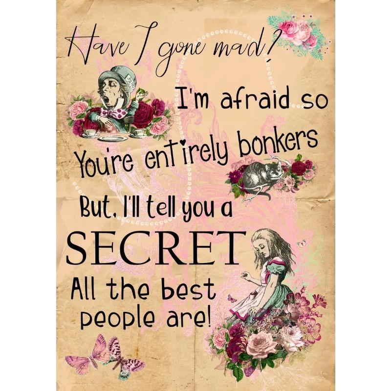 Cartoon Retro Colored Alice In Wonderland Inspirational Quote Poster Canvas Painting Wall Art for Living Room Kids Home Decor