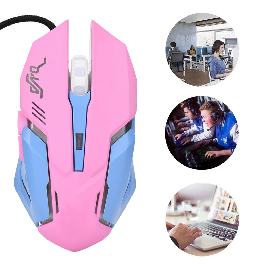 3200DPI High Sensitivity Pink Gaming Mouse Comfortable Grasping Wired Gaming Mouse