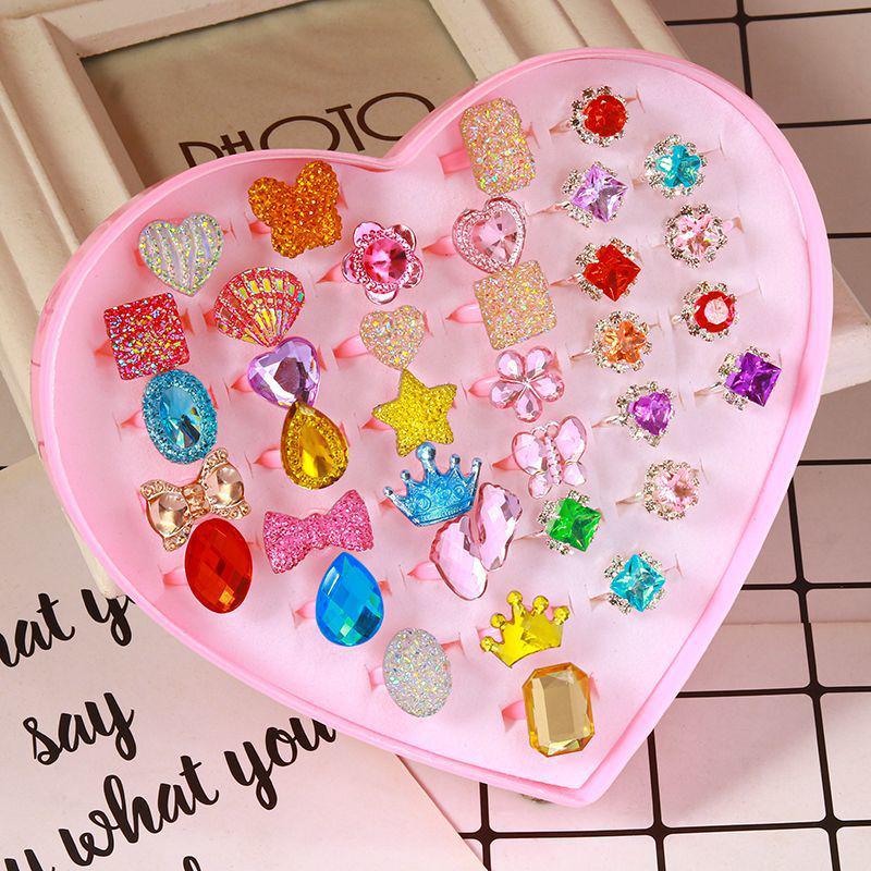 Кольца с кристаллами в виде принцессы из мультфильма для девочек-малышей - детский ювелирный подарок