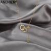 Double Circle Tassel Adjustable Pendant Necklace Female Thin Chain Dainty Jewelry Wholesale