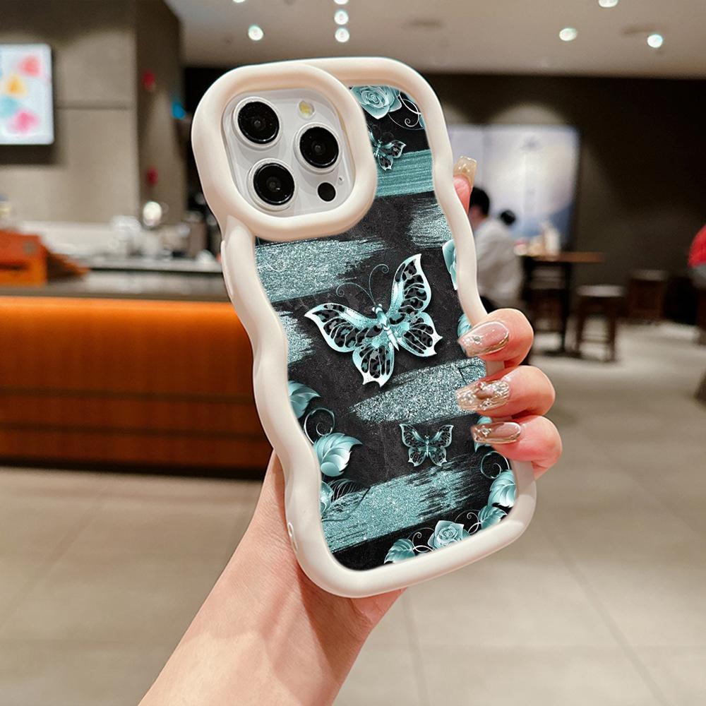 Мягкий чехол для телефона Macaron из ТПУ для iPhone 11, 12, 13, 14, 15 Pro Max SE X Xs Max XR 6 6s 7 8 Plus Tecno Camon 19 20 Pro Realme C35 Ae64 с бабочкой и цветочным рисунком