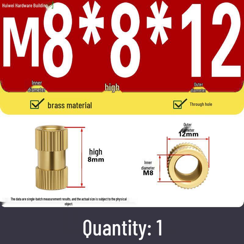 Two-Way Injection Molding Copper Knurled Nut Insert (M2-M8)