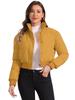 Allegra K Women's Winter Bomber Jacket, Baggy Padded Cropped Coat, Dark Yellow, Size M