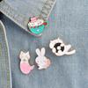 Милый кролик кошка металлическая эмалированная брошь значок на булавке джинсы одежда сумки украшения