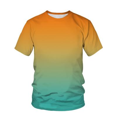 Летняя новая однотонная градиентная повседневная 3D-футболка с цифровой печатью, мужская футболка с коротким рукавом