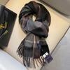 100% Wool Plaid Scarf Men Women Couple Warm Cashmere Blend Checked Winter Neckwear