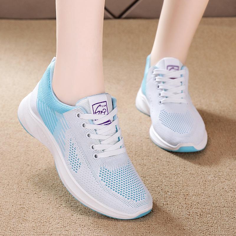 Shoes Women's 2025 New Foreign Trade Women's Shoes Breathable Fly-woven Shoes Women's Lace-up Fashion Trend Sports Women's Shoes
