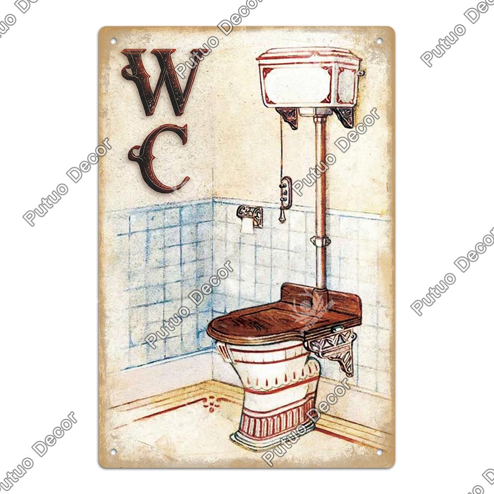 Декор 1 шт. Металлический Знак для Туалета - Ретро Жестяная Ванная Комната Табличка Настенные Плакаты Украшения