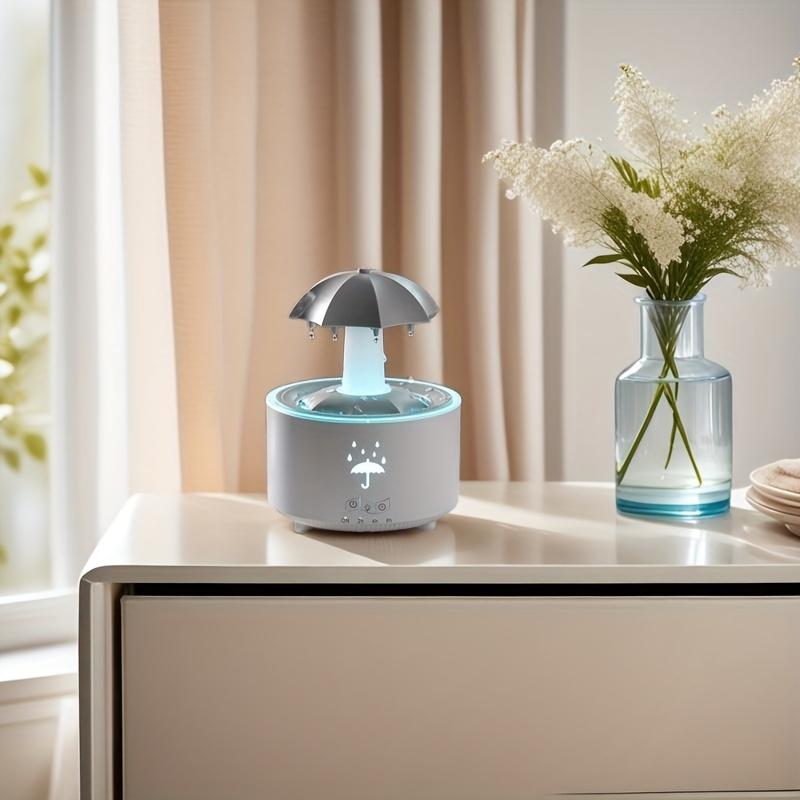 Rotating Umbrella Droplet Humidifier,Home Use with Large Fog, Desktop, Colorful Lighting,Aromatherapy Machine,Remote Control,No Aromatherapy Included