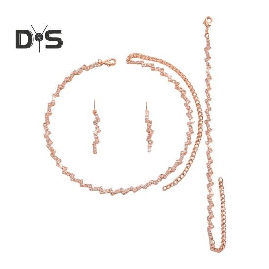 3 шт./комплект женский комплект ювелирных изделий горный хрусталь чокер висячие серьги браслет комплект с удлинительной цепочкой выпускной вечер невесты свадебные украшения