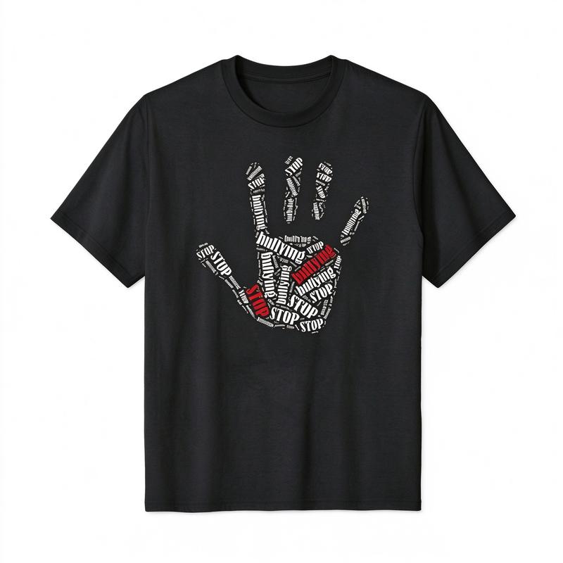 Anti Bullying Hand Print T Shirt Stop Bullying Unity Graphic Tees Casual Short Sleeve Cotton Unisex Summer Streetwear Y2k Tops