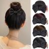 WTB Synthetic Wig Claw Clip Doughnut Bun Hairpin Heat-resistant Chemical Fiber Elegant Black Beige Bow Doughnut Bun Wig