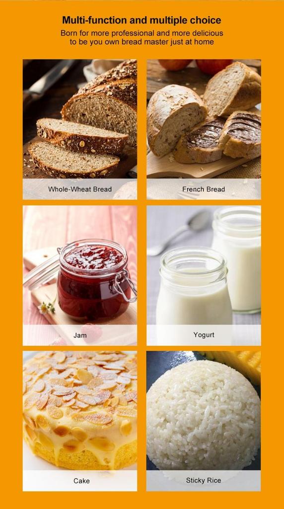 Biolomix BBM013 Stainless Steel 19 In 1 Automatic Bread Maker, 1KG Capacity, 650W Programmable Bread Machine