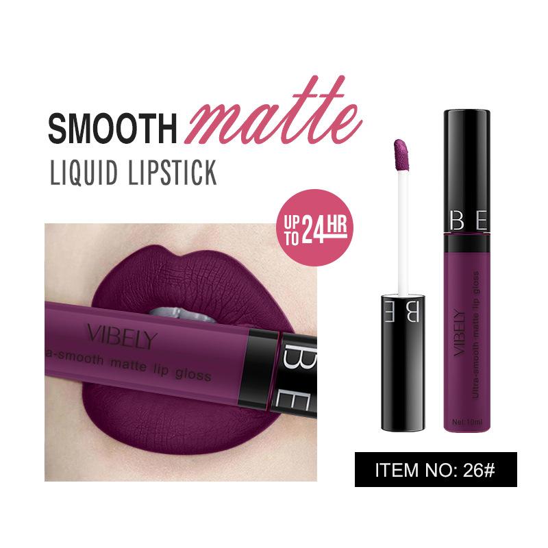 VIBELY Makeup Matte Anti-Stick Lip Glaze Несмываемая долговечная жидкая губная помада