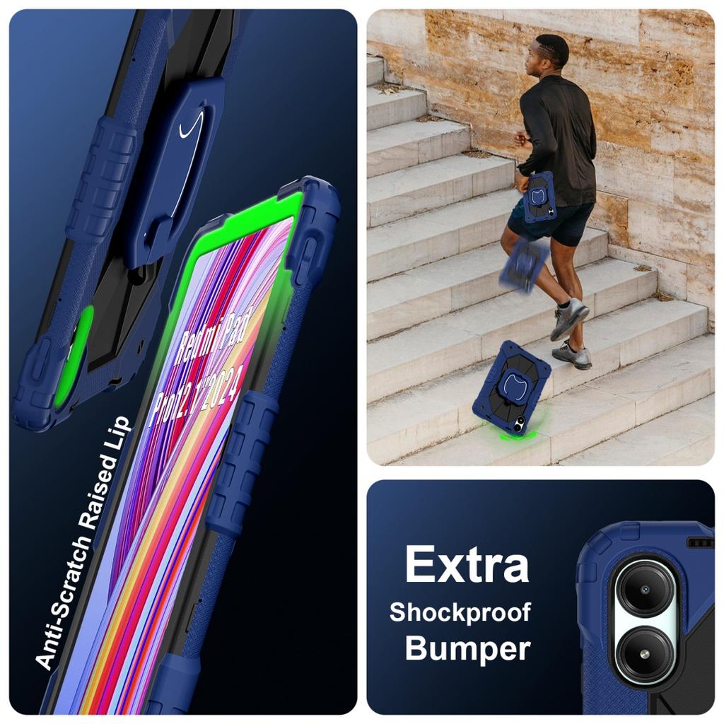 For Xiaomi Poco Pad.360° Rotating Grip Heavy Duty Protection Stand TPU+PC 3in1 Anti-knock Shockproof Tablets PC Case