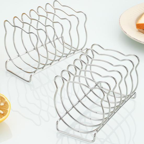Bear-Shaped Toast Rack Stainless Steel 6-Slice Bread Holder for Air Fryer Oven Steamer Cute Even Heating Kitchen Accessories