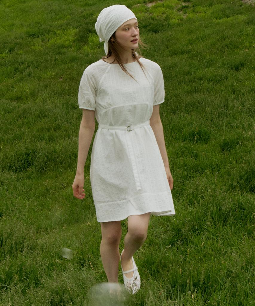 Itove Seoul Boatneck Cotton A-Line Dress White