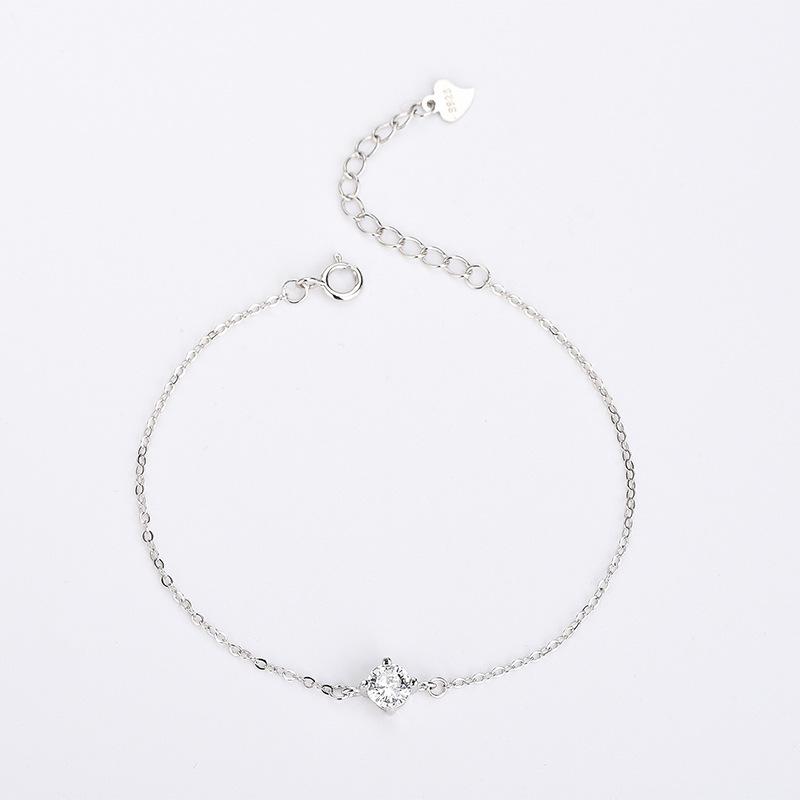 S925 Silver Plated 14K Gold Japanese Zircon Square Diamond Bracelet Simple Daily Single Diamond Bracelet
